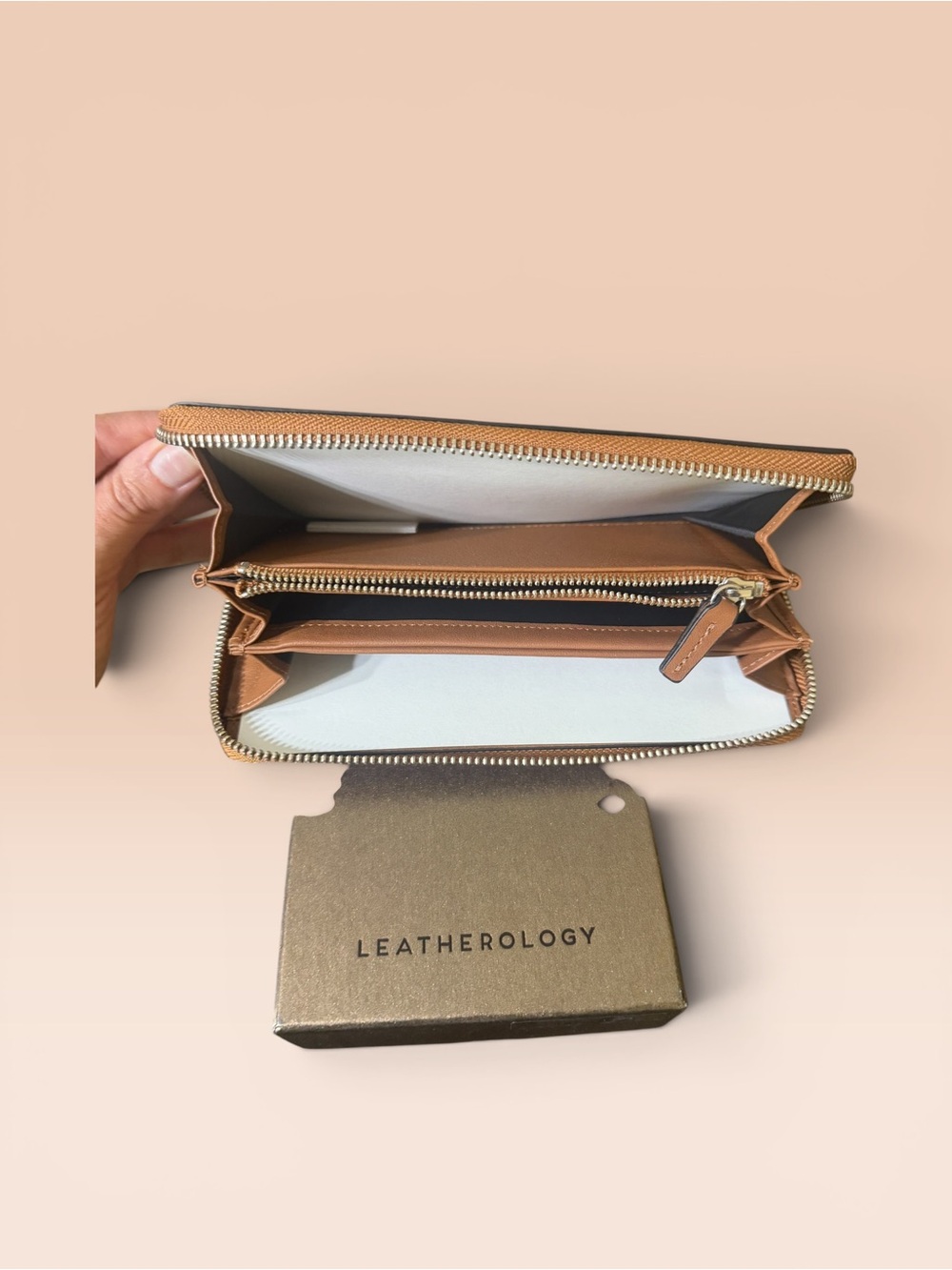 Leatherology Tan Zip-Around Leather Wallet by Leatherology
